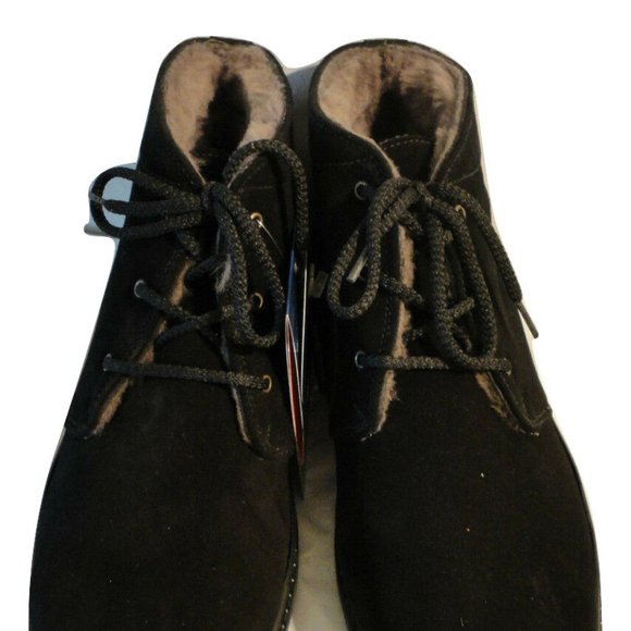 NIB Pajar Max Black Suede Sheepskin Lined Ankle Boots Men\'s 7 EE Extra Wide